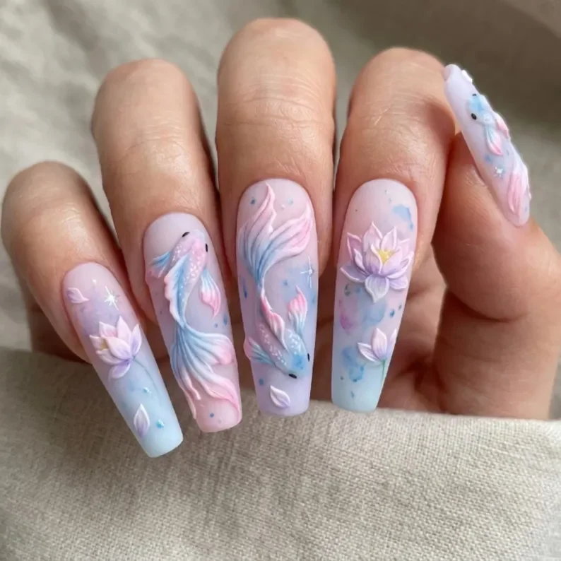 Pastel ombre, Matte nail art, press on nails, custom press on nails, fake nails, Nails Art, stained glass nails, gold press on nails, 3d press on nails, luxury press on nails, handmade press on nails