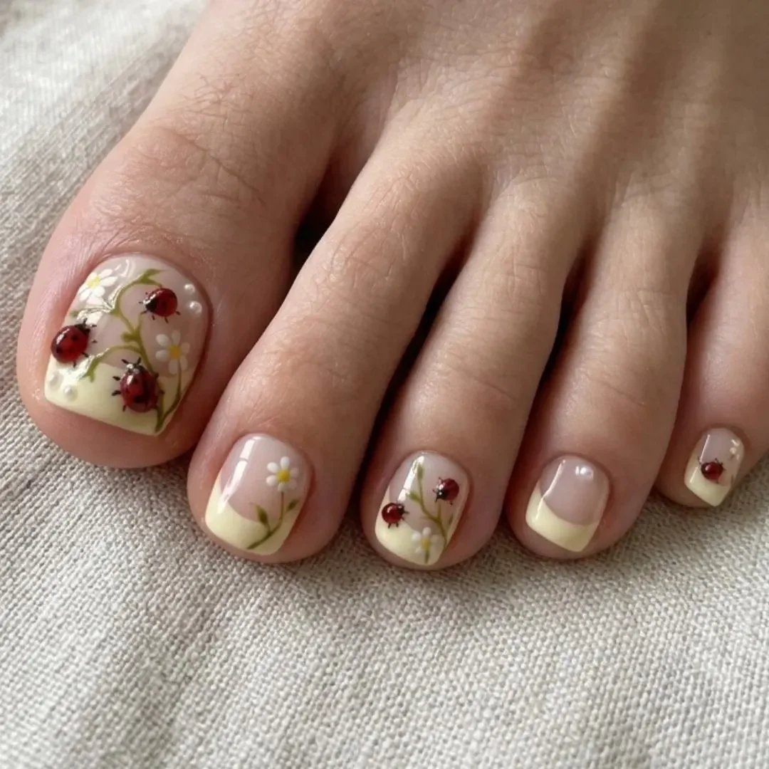 press on toes, daisy garden nails, press on nails, custom press on nails, fake nails, Nails Art, stained glass nails, gold press on nails, 3d press on nails, luxury press on nails, handmade press on nails