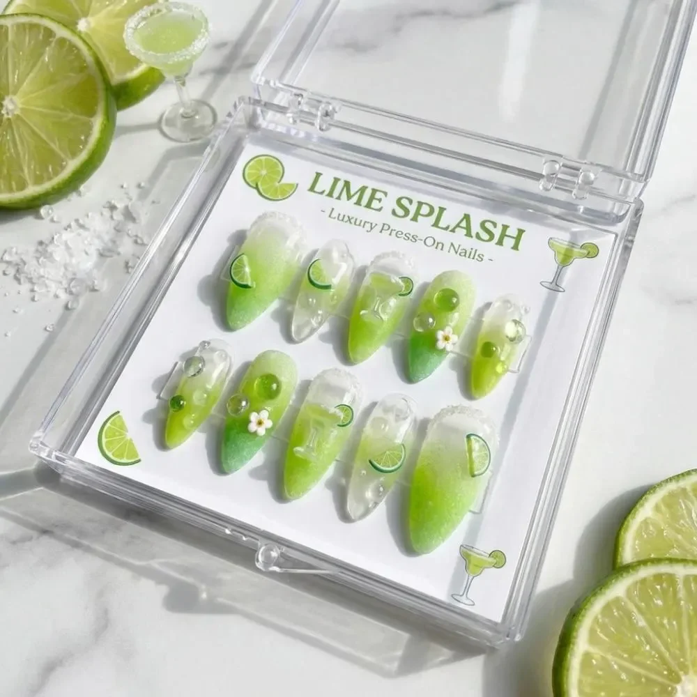 Cocktail Themed Nails, Jelly Nail Design, press on nails, custom press on nails, fake nails, Nails Art, stained glass nails, gold press on nails, 3d press on nails, luxury press on nails, handmade press on nails
