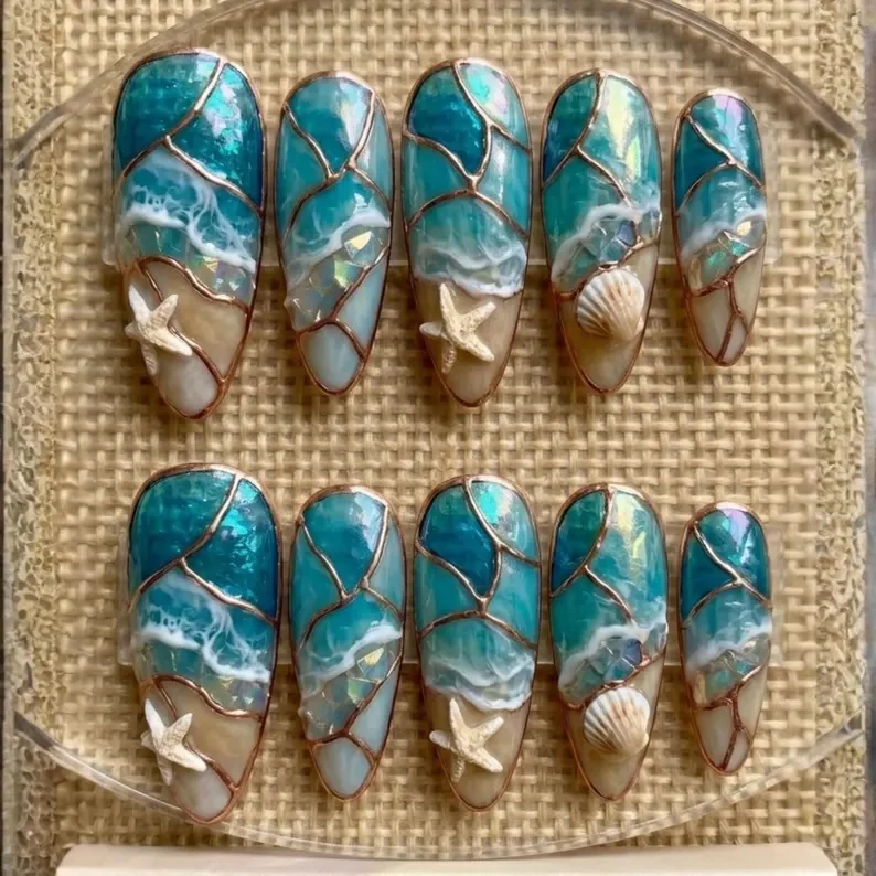 press on nails, custom press on nails, fake nails, Nails Art, stained glass nails, gold press on nails, 3d press on nails, luxury press on nails, handmade press on nails