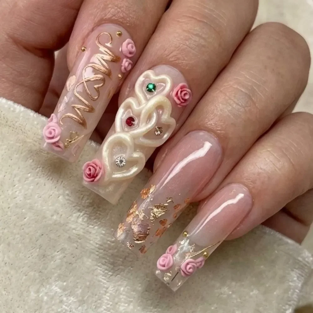 Luxury Gel Nail, 3D Sculpture Art, press on nails, custom press on nails, fake nails, Nails Art, stained glass nails, gold press on nails, 3d press on nails, luxury press on nails, handmade press on nails