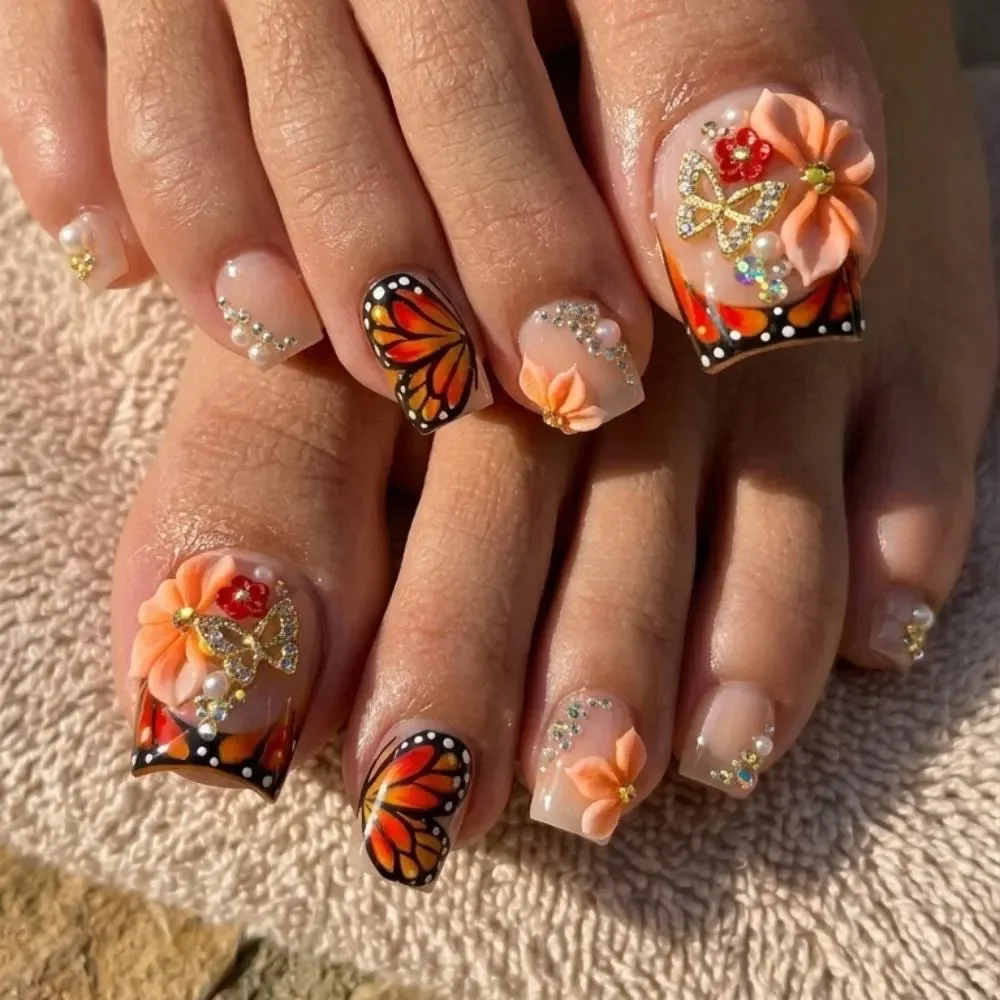 Rhinestone Pearl, Summer Nails, press on nails, custom press on nails, fake nails, Nails Art, stained glass nails, gold press on nails, 3d press on nails, luxury press on nails, handmade press on nails