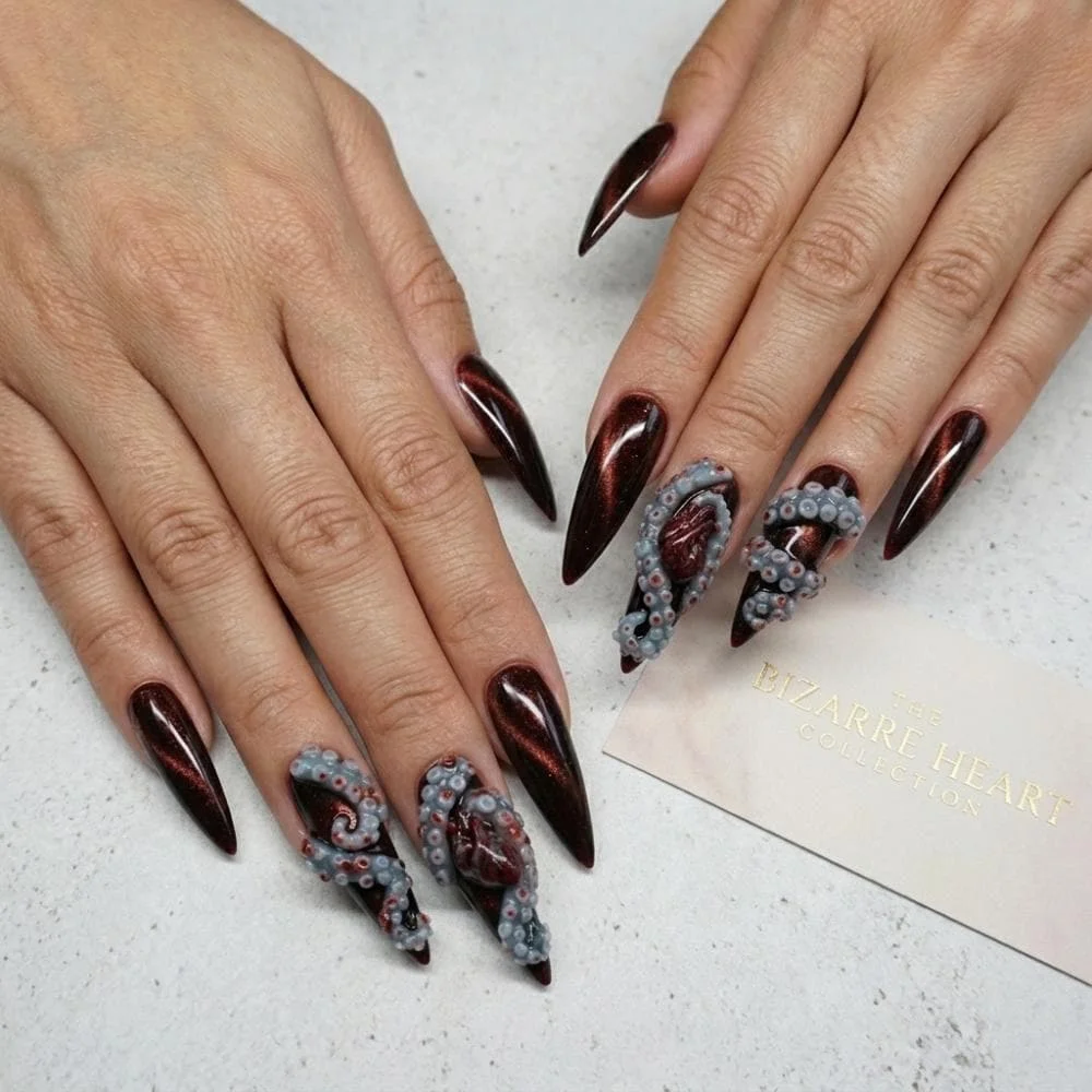 press on nails, burgundy cat eye, custom press on nails, fake nails, Nails Art, stained glass nails, gold press on nails, 3d press on nails, luxury press on nails, handmade press on nails