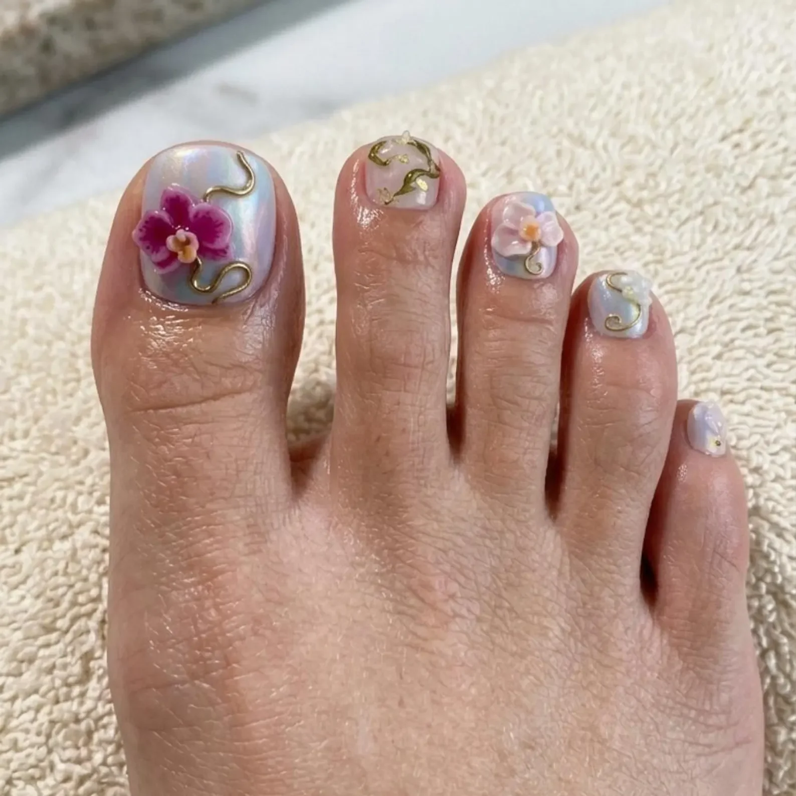 Floral Nail Art, Fairycore Bridal, press on nails, custom press on nails, fake nails, Nails Art, stained glass nails, gold press on nails, 3d press on nails, luxury press on nails, handmade press on nails