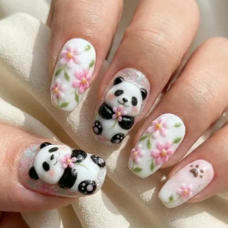 3D Nail Decor, Spring Nail Art, press on nails, custom press on nails, fake nails, Nails Art, stained glass nails, gold press on nails, 3d press on nails, luxury press on nails, handmade press on nails