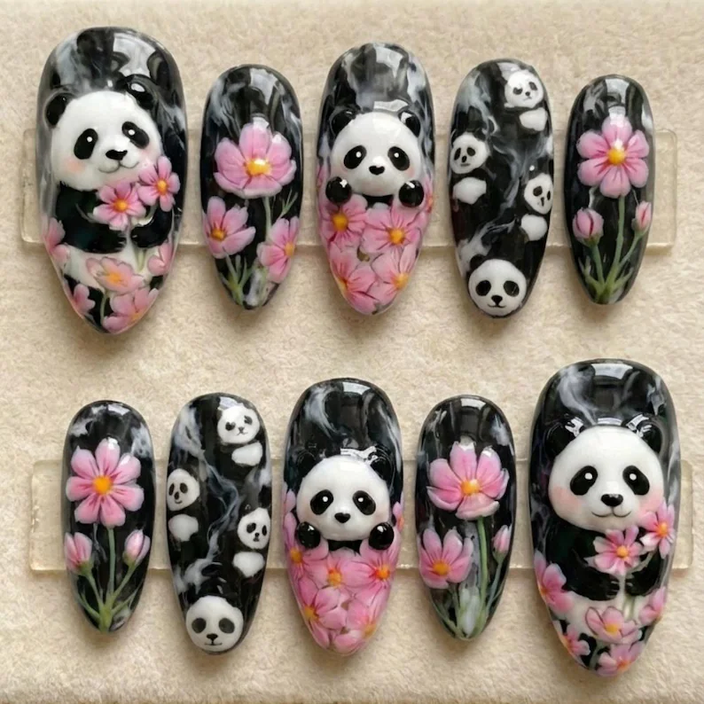Press On Nails, Kawaii Pink Nails, press on nails, custom press on nails, fake nails, Nails Art, stained glass nails, gold press on nails, 3d press on nails, luxury press on nails, handmade press on nails