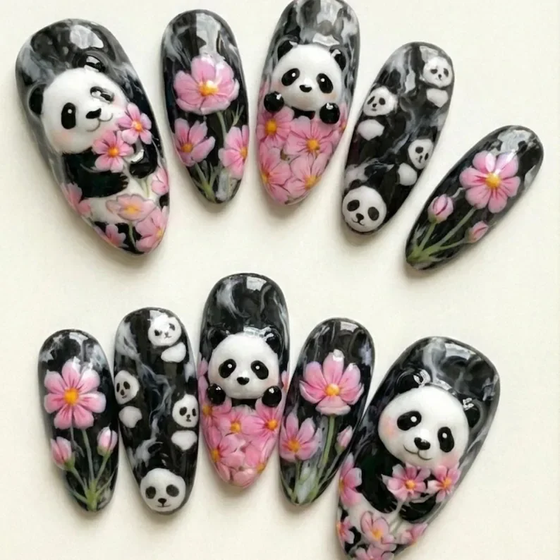 Press On Nails, Kawaii Pink Nails, press on nails, custom press on nails, fake nails, Nails Art, stained glass nails, gold press on nails, 3d press on nails, luxury press on nails, handmade press on nails