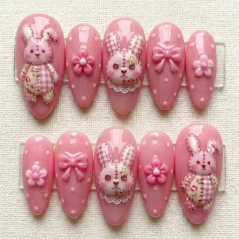 bow press on nails, kawaii pink nails, press on nails, custom press on nails, fake nails, Nails Art, stained glass nails, gold press on nails, 3d press on nails, luxury press on nails, handmade press on nails