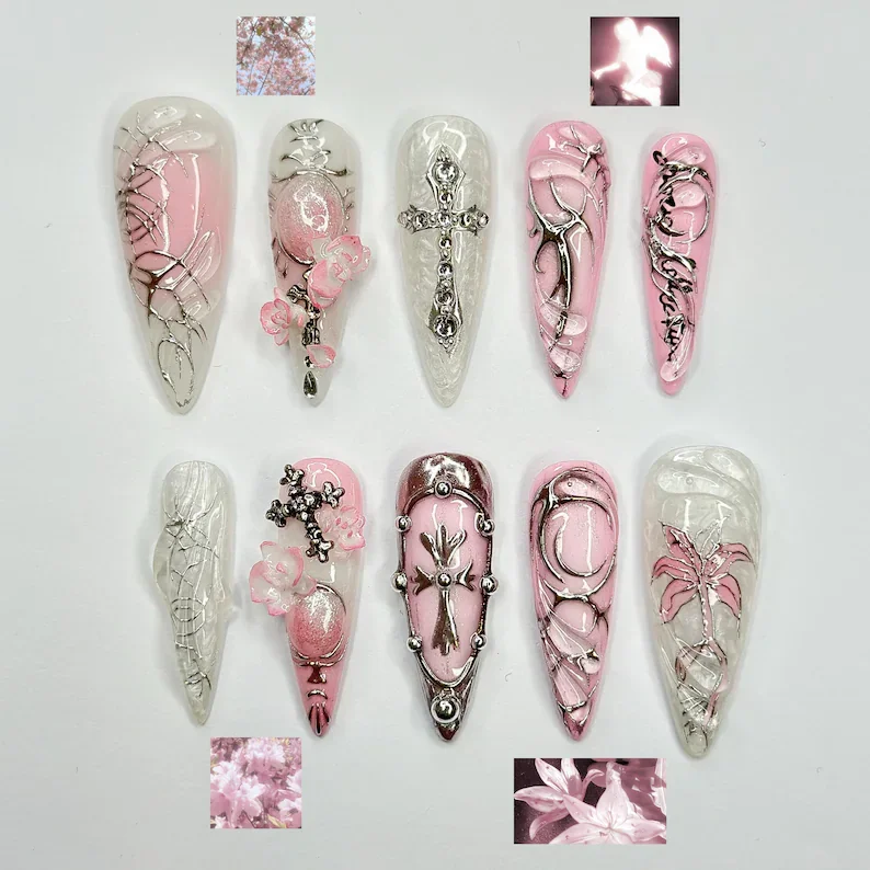 press on nails, custom press on nails, fake nails, Nails Art, stained glass nails, gold press on nails, 3d press on nails, luxury press on nails, handmade press on nails