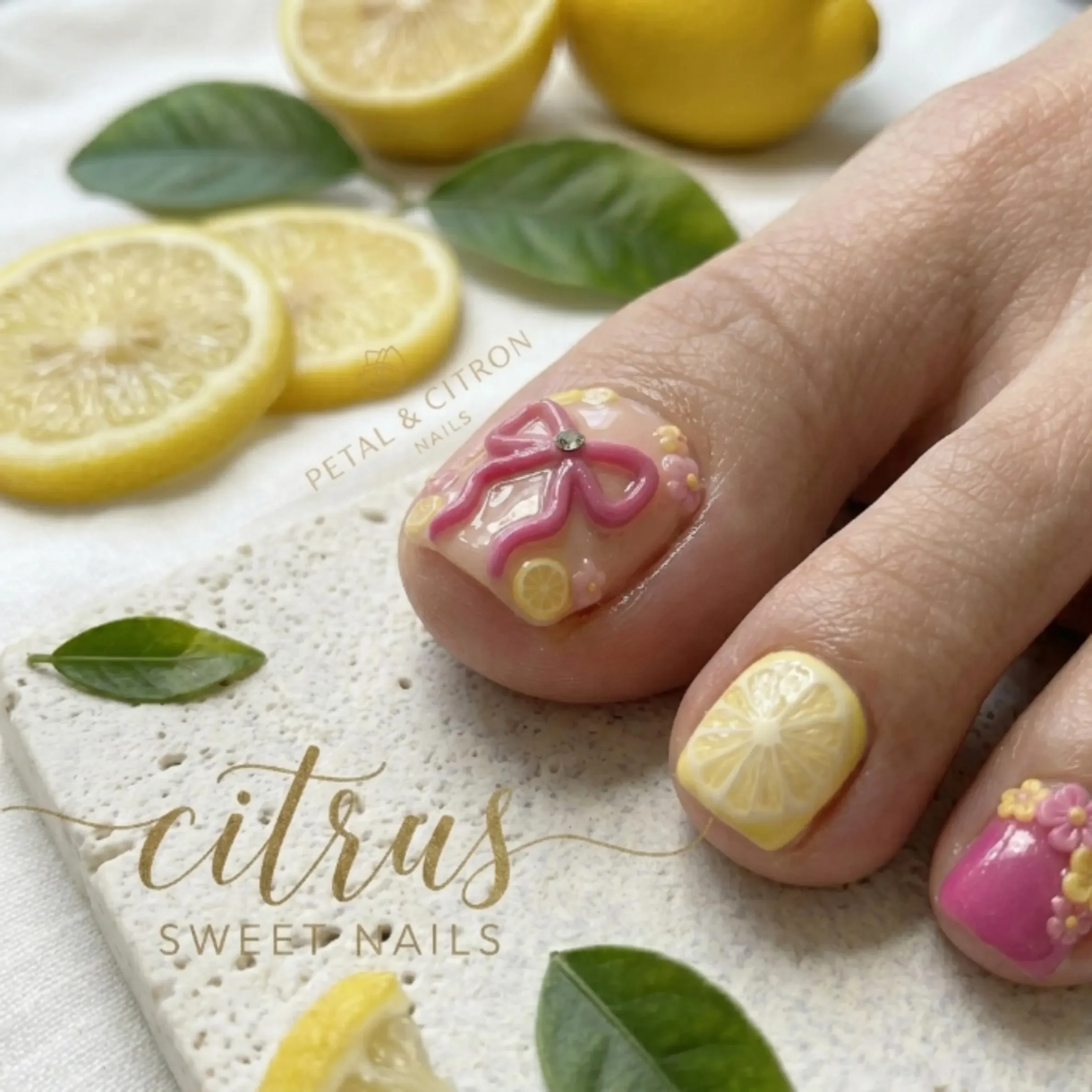 3D Nail Design, Summer Toe Nails, press on nails, custom press on nails, fake nails, Nails Art, stained glass nails, gold press on nails, 3d press on nails, luxury press on nails, handmade press on nails