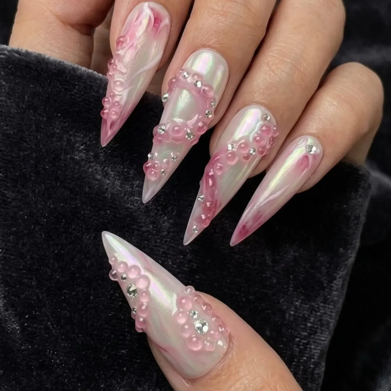 Iridescent Marble, Marble Press Ons, press on nails, custom press on nails, fake nails, Nails Art, stained glass nails, gold press on nails, 3d press on nails, luxury press on nails, handmade press on nails