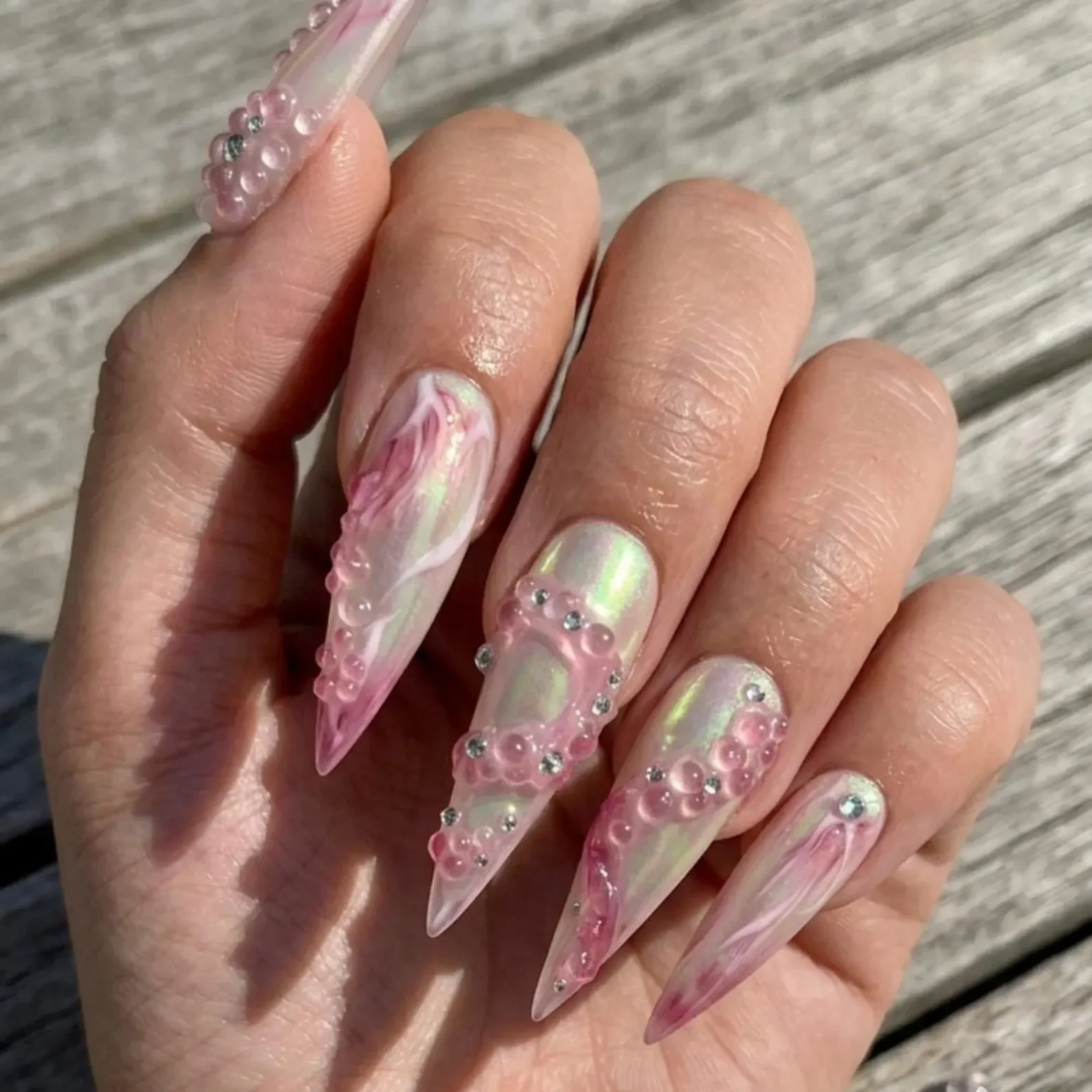 Sea Creature Nails, Press On Nails, press on nails, custom press on nails, fake nails, Nails Art, stained glass nails, gold press on nails, 3d press on nails, luxury press on nails, handmade press on nails
