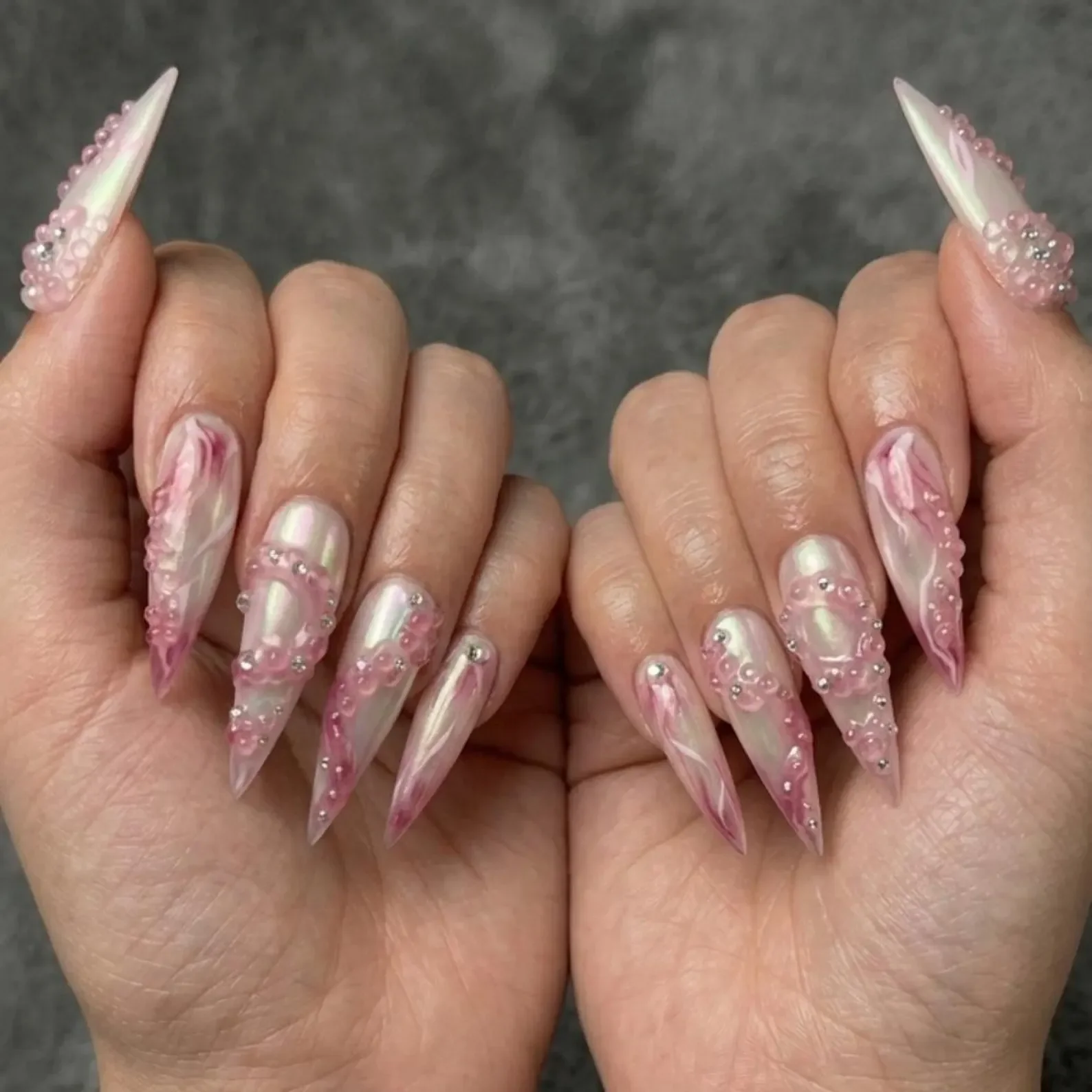 3D Pink Octopus, Octopus Tentacle Nails, press on nails, custom press on nails, fake nails, Nails Art, stained glass nails, gold press on nails, 3d press on nails, luxury press on nails, handmade press on nails