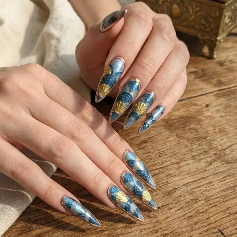 Stained Glass, Press On Nails, press on nails, custom press on nails, fake nails, Nails Art, stained glass nails, gold press on nails, 3d press on nails, luxury press on nails, handmade press on nails