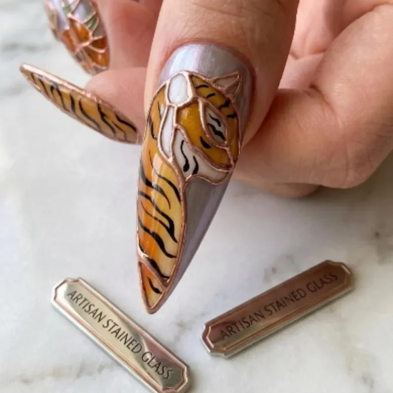 press on nails, custom press on nails, fake nails, Nails Art, stained glass nails, gold press on nails, 3d press on nails, luxury press on nails, handmade press on nails