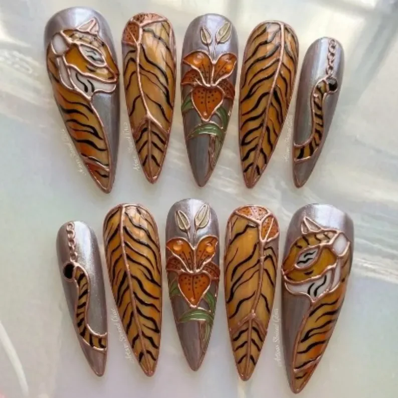 press on nails, custom press on nails, fake nails, Nails Art, stained glass nails, gold press on nails, 3d press on nails, luxury press on nails, handmade press on nails