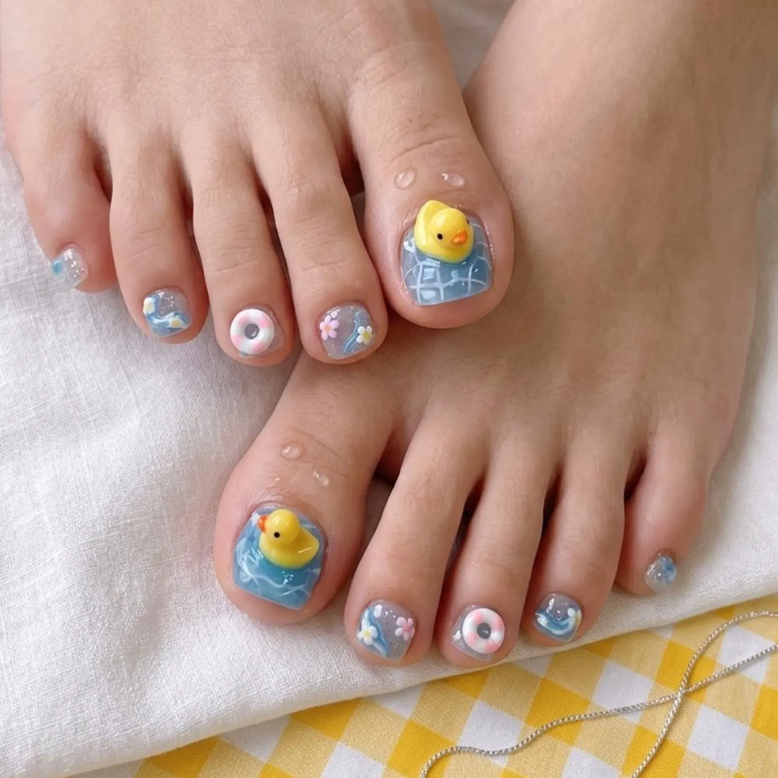 whimsical water, fake toe nails, press on nails, custom press on nails, fake nails, Nails Art, stained glass nails, gold press on nails, 3d press on nails, luxury press on nails, handmade press on nails