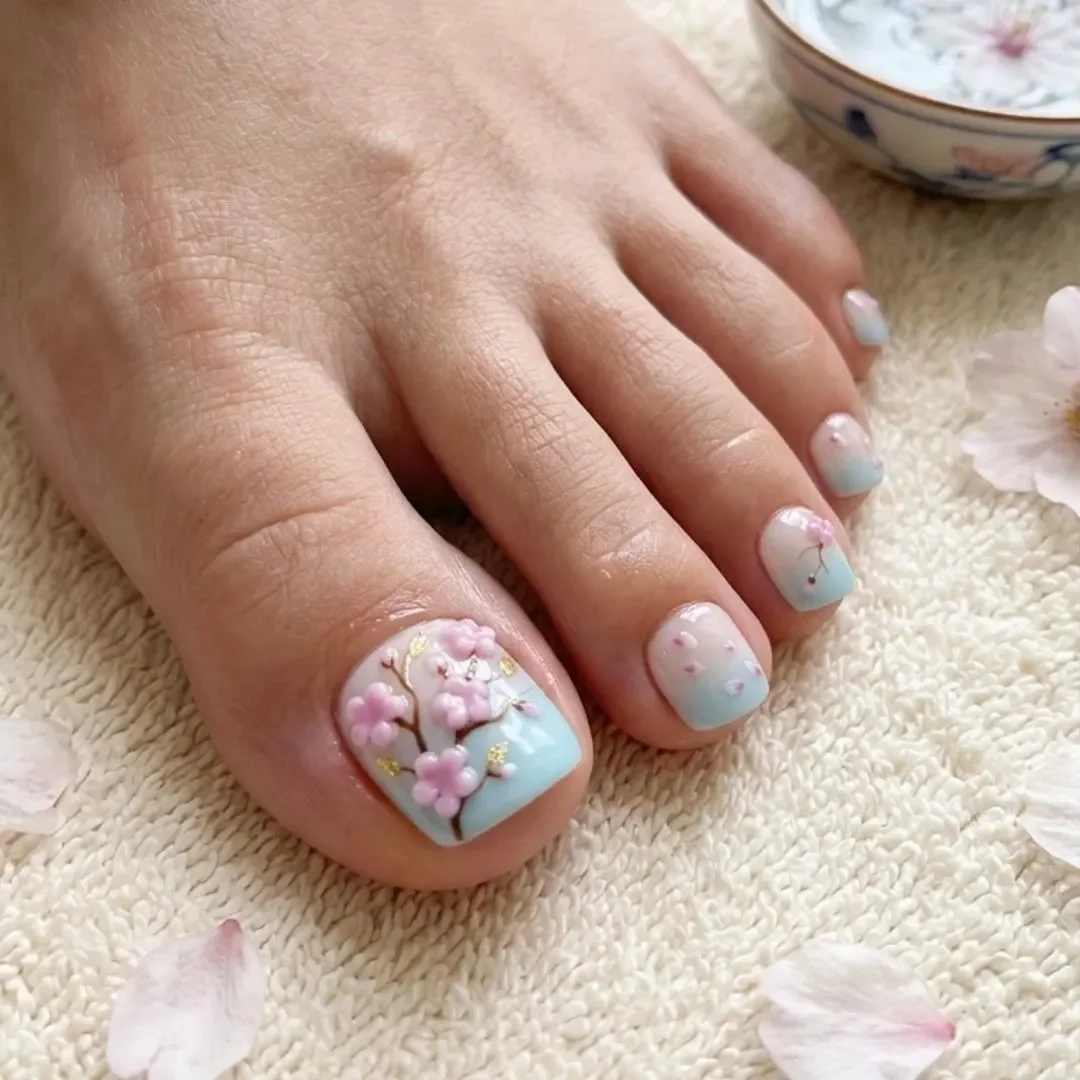 Ombre floral, Press on toes, press on nails, custom press on nails, fake nails, Nails Art, stained glass nails, gold press on nails, 3d press on nails, luxury press on nails, handmade press on nails