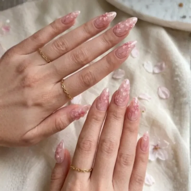 Pink Marble Nails, Glass Effect Nails, press on nails, custom press on nails, fake nails, Nails Art, stained glass nails, gold press on nails, 3d press on nails, luxury press on nails, handmade press on nails