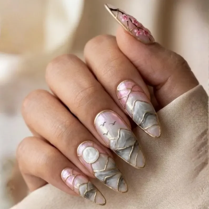 Press on nails, Iridescent nail art, press on nails, custom press on nails, fake nails, Nails Art, stained glass nails, gold press on nails, 3d press on nails, luxury press on nails, handmade press on nails