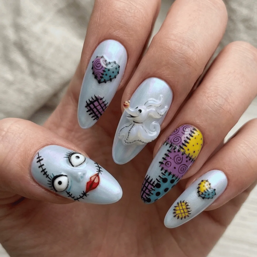 Patchwork Halloween, Spooky false nails, press on nails, custom press on nails, fake nails, Nails Art, stained glass nails, gold press on nails, 3d press on nails, luxury press on nails, handmade press on nails