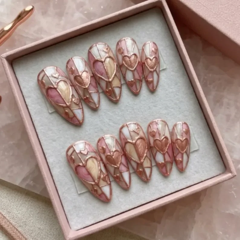 press on nails, custom press on nails, fake nails, Nails Art, stained glass nails, gold press on nails, 3d press on nails, luxury press on nails, handmade press on nails