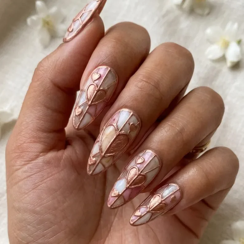 press on nails, custom press on nails, fake nails, Nails Art, stained glass nails, gold press on nails, 3d press on nails, luxury press on nails, handmade press on nails