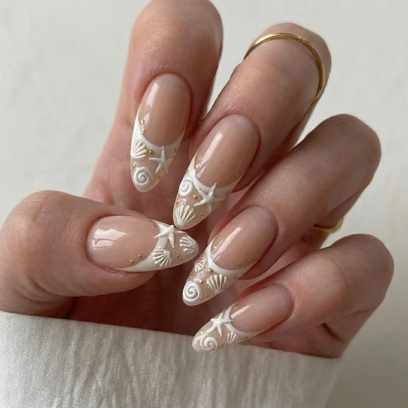 mermaid nails, ocean bridal, press on nails, custom press on nails, fake nails, Nails Art, stained glass nails, gold press on nails, 3d press on nails, luxury press on nails, handmade press on nails