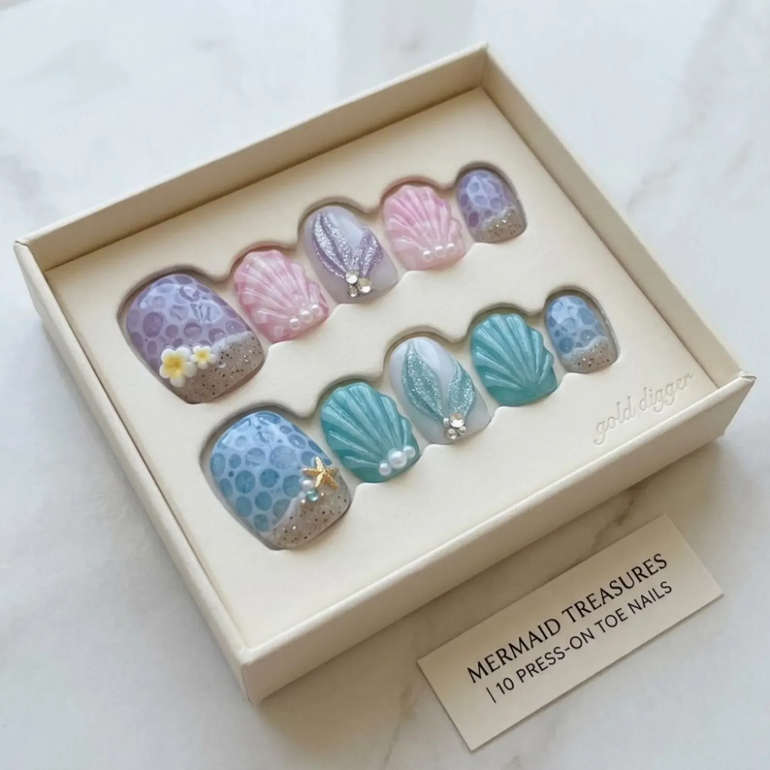 Toe Nail Art, Ocean Foam Pedicure, press on nails, custom press on nails, fake nails, Nails Art, stained glass nails, gold press on nails, 3d press on nails, luxury press on nails, handmade press on nails