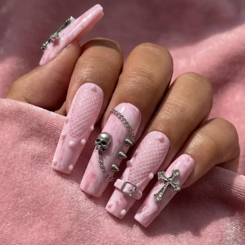 marble color options, skull cross design, press on nails, custom press on nails, fake nails, Nails Art, stained glass nails, gold press on nails, 3d press on nails, luxury press on nails, handmade press on nails