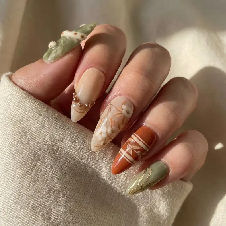Press on Nails, Marble Terracotta, press on nails, custom press on nails, fake nails, Nails Art, stained glass nails, gold press on nails, 3d press on nails, luxury press on nails, handmade press on nails