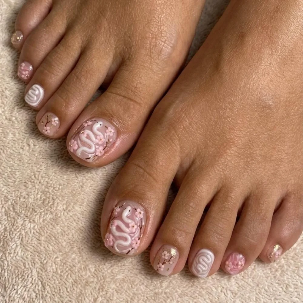 Press On Toes, Pink Jelly Nails, press on nails, custom press on nails, fake nails, Nails Art, stained glass nails, gold press on nails, 3d press on nails, luxury press on nails, handmade press on nails