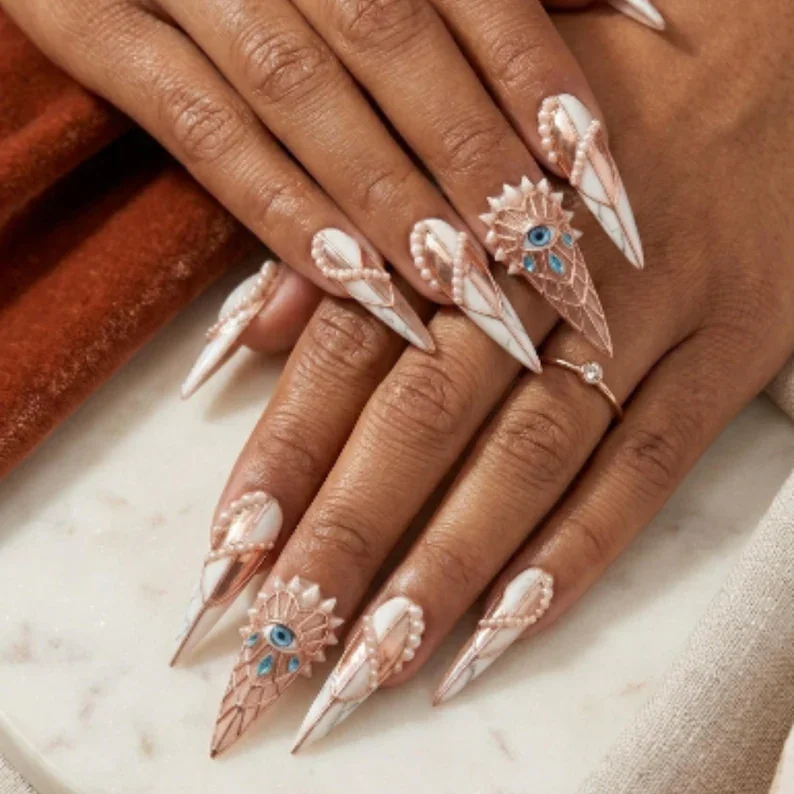 press on nails, custom press on nails, fake nails, Nails Art, stained glass nails, gold press on nails, 3d press on nails, luxury press on nails, handmade press on nails