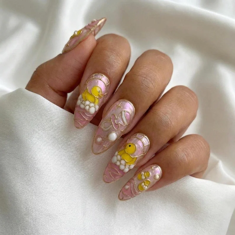 press on nail set, 3D nail design, press on nails, custom press on nails, fake nails, Nails Art, stained glass nails, gold press on nails, 3d press on nails, luxury press on nails, handmade press on nails