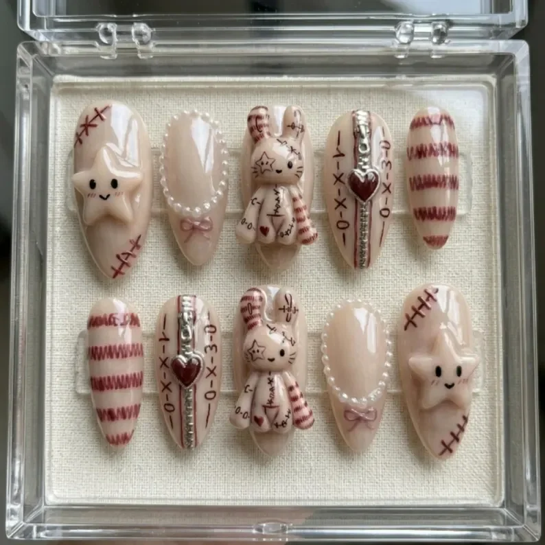 goth press on, kawaii creepy, press on nails, custom press on nails, fake nails, Nails Art, stained glass nails, gold press on nails, 3d press on nails, luxury press on nails, handmade press on nails