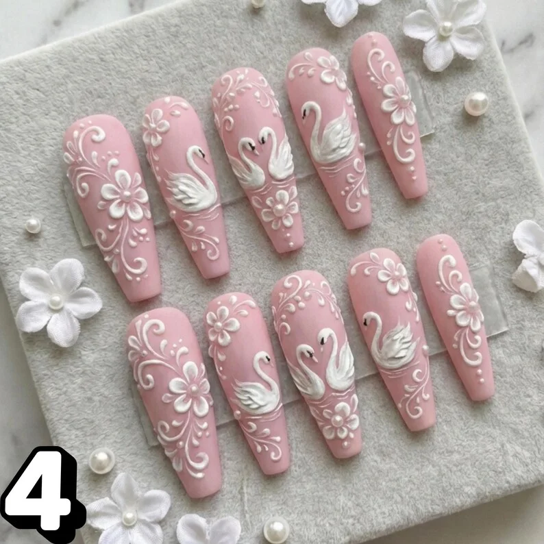 Bridal wedding, Wedding nail art, press on nails, custom press on nails, fake nails, Nails Art, stained glass nails, gold press on nails, 3d press on nails, luxury press on nails, handmade press on nails