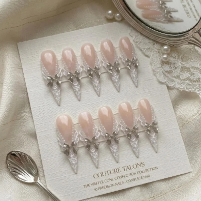 3D nail art, waffle cone design, press on nails, custom press on nails, fake nails, Nails Art, stained glass nails, gold press on nails, 3d press on nails, luxury press on nails, handmade press on nails