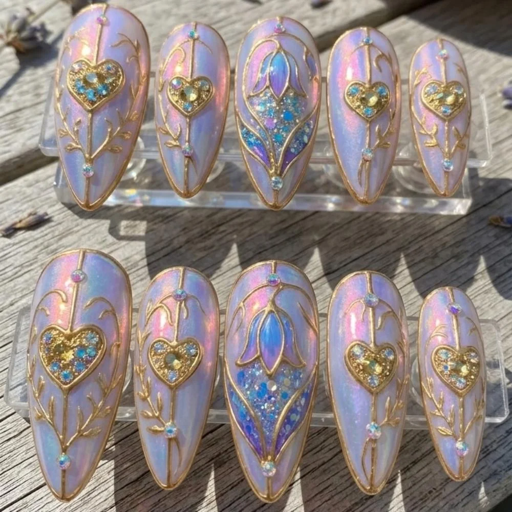 press on nails, custom press on nails, fake nails, Nails Art, stained glass nails, gold press on nails, 3d press on nails, luxury press on nails, handmade press on nails