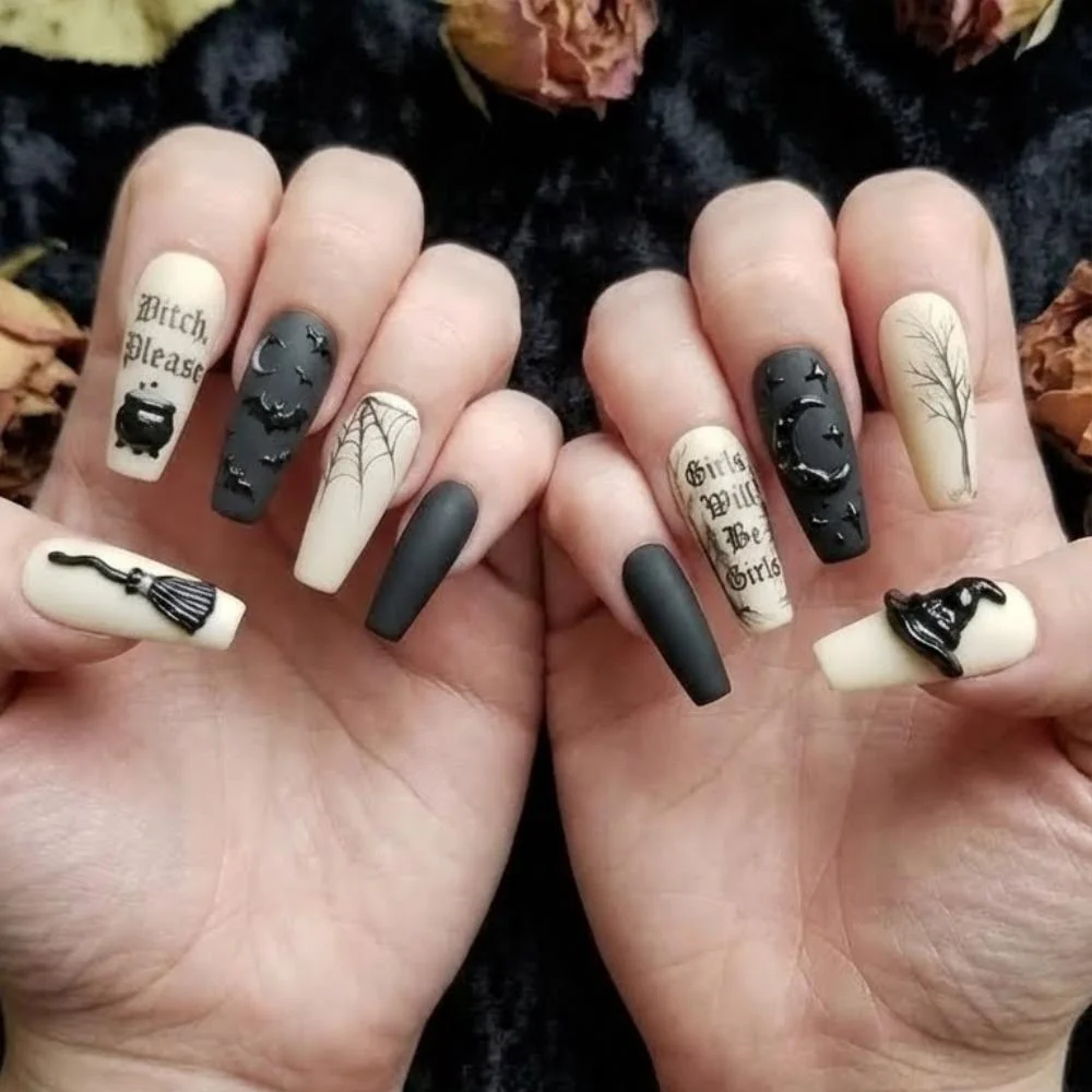 3D nail art, halloween press ons, press on nails, custom press on nails, fake nails, Nails Art, stained glass nails, gold press on nails, 3d press on nails, luxury press on nails, handmade press on nails