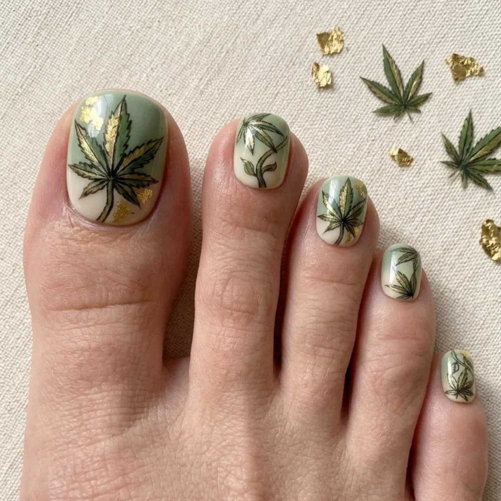 gold foil botanical, fake toenails, press on nails, custom press on nails, fake nails, Nails Art, stained glass nails, gold press on nails, 3d press on nails, luxury press on nails, handmade press on nails