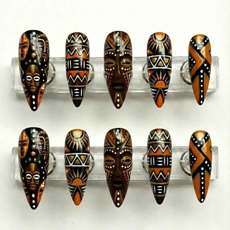 Afrocentric luxury, BHM celebration, press on nails, custom press on nails, fake nails, Nails Art, stained glass nails, gold press on nails, 3d press on nails, luxury press on nails, handmade press on nails