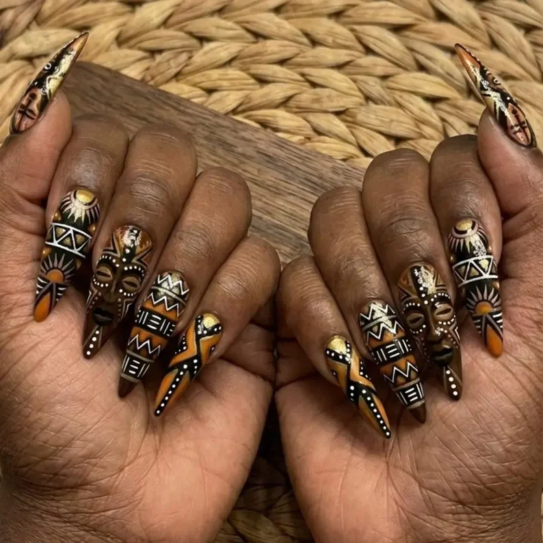Black history month, luxury press ons, press on nails, custom press on nails, fake nails, Nails Art, stained glass nails, gold press on nails, 3d press on nails, luxury press on nails, handmade press on nails