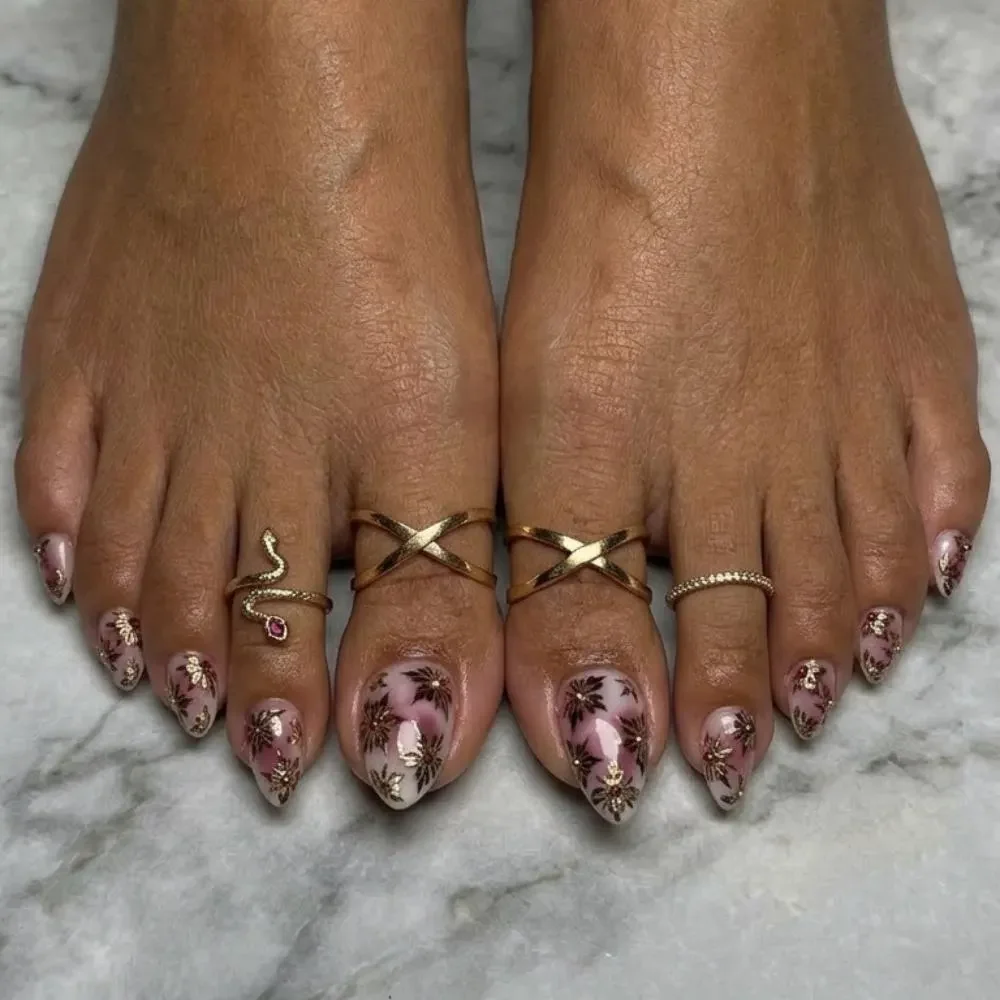 press on toes, plum pink toes, press on nails, custom press on nails, fake nails, Nails Art, stained glass nails, gold press on nails, 3d press on nails, luxury press on nails, handmade press on nails