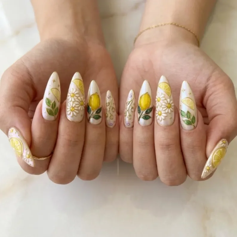 Artisan Nail Set, 3D Stained Glass, press on nails, custom press on nails, fake nails, Nails Art, stained glass nails, gold press on nails, 3d press on nails, luxury press on nails, handmade press on nails