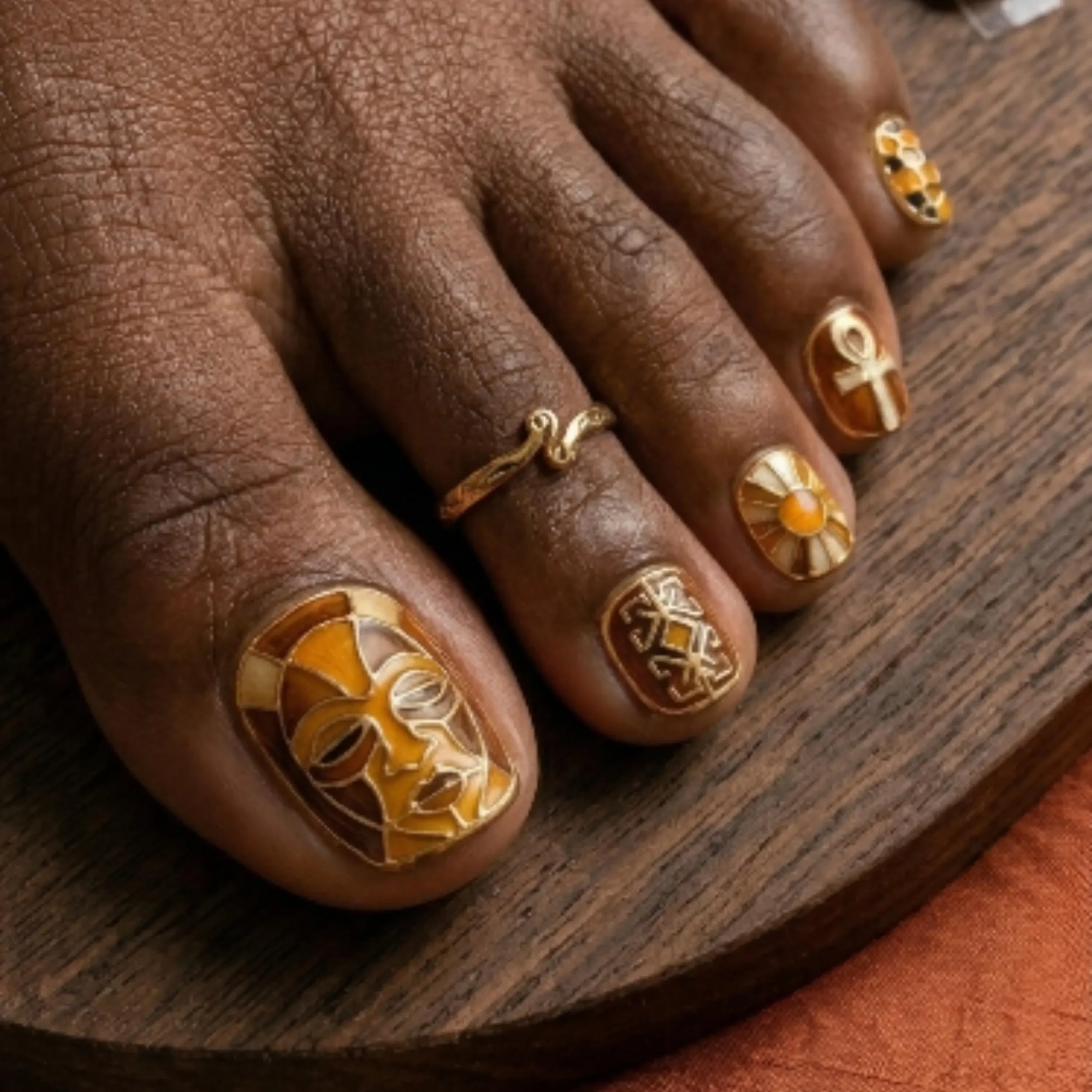 handpainted design, african mask, press on nails, custom press on nails, fake nails, Nails Art, stained glass nails, gold press on nails, 3d press on nails, luxury press on nails, handmade press on nails