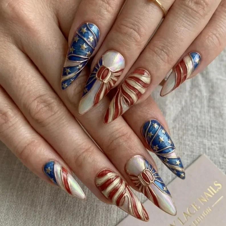 USA flag nails, press on nails, custom press on nails, fake nails, Nails Art, stained glass nails, gold press on nails, 3d press on nails, luxury press on nails, handmade press on nails