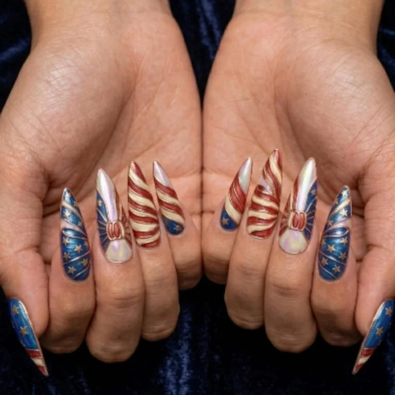 rose gold nails, flag press on, press on nails, custom press on nails, fake nails, Nails Art, stained glass nails, gold press on nails, 3d press on nails, luxury press on nails, handmade press on nails