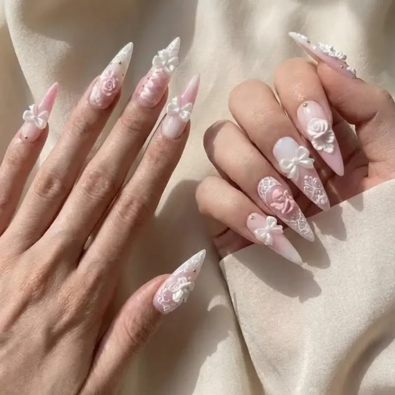 Rococo Nail Art, Cherub Nail Design, press on nails, custom press on nails, fake nails, Nails Art, stained glass nails, gold press on nails, 3d press on nails, luxury press on nails, handmade press on nails