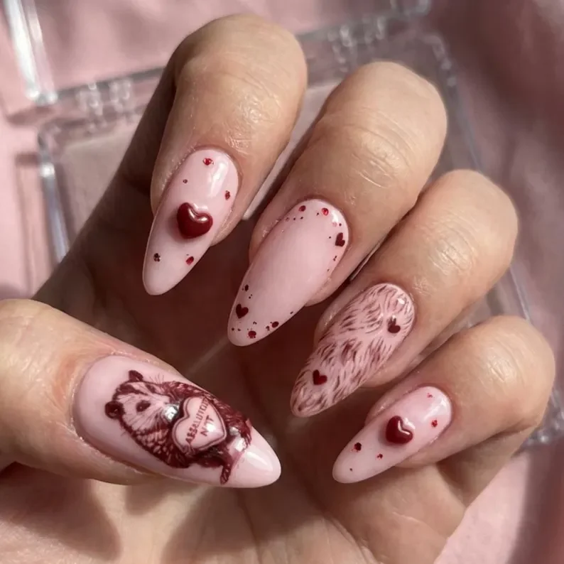 3D heart nails, luxury gel nails, press on nails, custom press on nails, fake nails, Nails Art, stained glass nails, gold press on nails, 3d press on nails, luxury press on nails, handmade press on nails