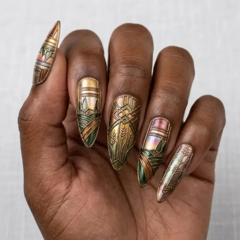 press on nails, custom press on nails, fake nails, Nails Art, stained glass nails, gold press on nails, 3d press on nails, luxury press on nails, handmade press on nails